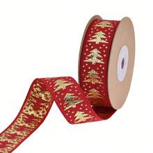 1 Roll 5 Yards New Gold Metallic Thread Jacquard Embroidered Ribbon Packaging Gold Christmas Tree Star Christmas Decoration Ribbon - View 7