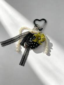 1 buah Gantungan Kunci Tas Liontin Mutiara Renda Hati & Pita Polkadot Modis, Cocok untuk Tas Bahu Wanita, Tas Jinjing, Gantungan Kunci - MultiWarna - View 10