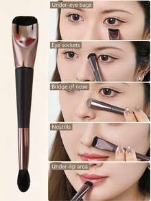 C-Shaped Makeup Brush, Makeup Is Quick And Easy, Contour & Highlight Brush, Suitable For Beginners - Rust Brown - View 4