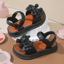 Caweiny Sandal thời trang Sunny cho bé gái, phong cách Hàn Quốc, đi hàng ngày ngoài trời, đế mềm, giày công chúa - màu đen - Xem 5