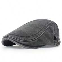 1pc Solid Color Newsboy Cap, All-Season Washed Denim Baseball Cap, Vintage Men's Forward Cap - Washed Baseball Cap - View 8