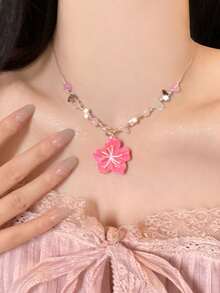 New 4-Color Flower Natural Stone Bead Handmade Woven Rope Necklace Fashion Versatile Choker Necklace Women's Jewelry - Multicolor - View 14
