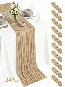Bohemian Style Polyester Table Runner, Pleated Design, Solid Color Tablecloth, Holiday Table Decor Fabric Flag, Home Decor, Dining Table Decor, Room Decor, Wedding Decor - Multicolor - View 122