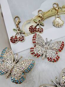 4PCS/Set Bling Rhinestone Butterfly Shoe Lace Charms Accessories Starfish Shell Decorative Shoelace Clips DIY Pendants Decorations Cherry Shoe Buckles - Multicolor - View 7