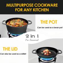 GRNupld 26cm Cast Iron Bread Baking Pot, Includes Bread Fermentation Basket And Non-Stick Baking Mat - Durable Bread Baking Mold With Lid - Ideal Bread Pot For Frying, Baking, Camping, Outdoor Cooking, Grilling - View 4