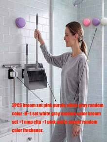 1 Set Home Broom And Dustpan/Furniture Cleaning Dusting Independent Air Freshener; 1 Set Long Handle Floor Cleaning Broom And Dustpan; 1 Set Rotating Broom And Dustpan With Comb Teeth, Suitable For Kitchen And Apartment Cleaning - Multicolor - View 19