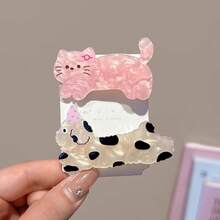 5pcs Cute Cartoon Hair Clips Set, Featuring Dog And Cat Patterns, Perfect For Girls To Fix Side Bangs With Alligator Clips. School Supplies, Hair Accessories - Multicolor - View 6