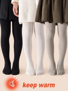 [Autumn/Winter] 1/3 Pairs Baby/Girls Fleece Lined Tights, Black/White ...
