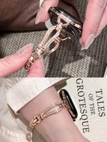 1pc Women's Rose Gold Elegant Rhinestone U-Shaped Bracelet Watch Band, Suitable For Redmi Watch 3 Active/ Watch 4/ Watch 5Active/5Lite/Watch 6Active/6lite/6 - Rose Gold [Little D] - View 13
