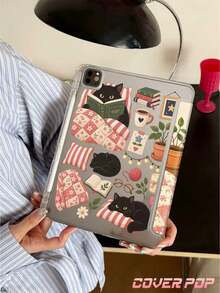 Cozy Bookish Black Cat Reading Case, Floral Patchwork, Coffee & Cottagecore Graphic, Compatible With Kindle Paperwhite 12th Gen 2024, Kindle 11th Gen 2024, Pad A16 2025, 10th Gen, Mini 7/6, Auto Wake/Sleep, Multi-Angle Stand - Multicolor - View 4