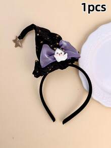 1pc/2pcs Girls Bow Witch Hat Headband, 3D Pumpkin Ghost Decor Hair Hoop, Halloween Party Performance Photo Shoot Hair Accessory - Multicolor - View 8