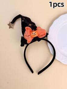 1pc/2pcs Girls Bow Witch Hat Headband, 3D Pumpkin Ghost Decor Hair Hoop, Halloween Party Performance Photo Shoot Hair Accessory - Multicolor - View 9