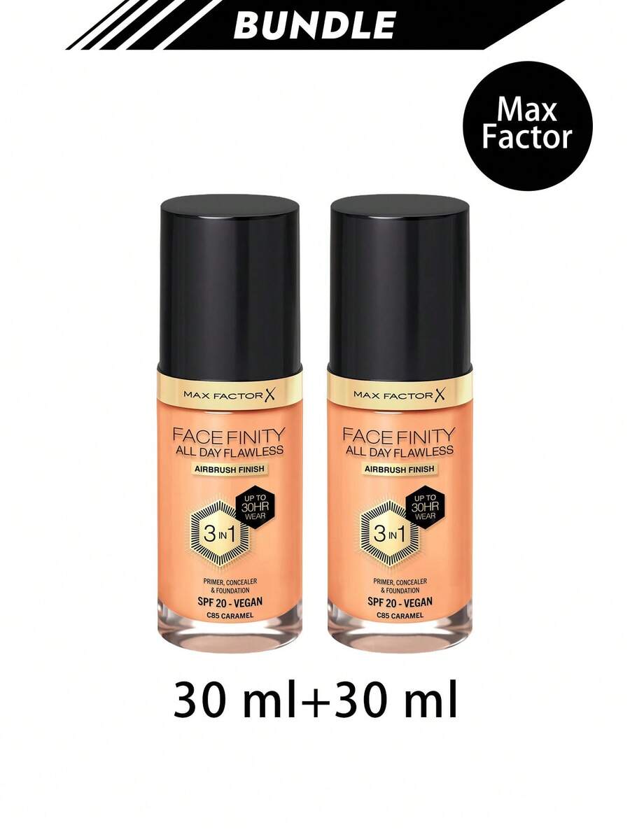 Max Factor [حزمة] كريم أساس فيغان Facefinity All Day Flawless 3 In 1 درجة C85 Caramel سعة 30 مل * 2 - كراميل C85 - مشاهدة 1