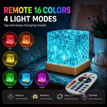 Modern Geometric USB Aurora Projection Night Light, 16 Color Wave Cube RGB Projector With Remote Control, Fantasy Theme 360° Lighting, Suitable For Bedroom, Party, Romantic Restaurant Atmosphere - 1pc - Aurora Water Ripple Lamp - View 4