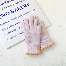 1 đôi găng tay len đan ren gắn bông pom pom nhiều màu cho nữ, găng tay hở ngón cảm ứng giữ ấm mùa đông, cổ tay bo gân co giãn, găng tay cả ngón đa năng ngoài trời, nhiều màu lựa chọn - Nhiều màu - Xem 11