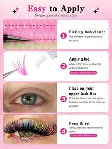 MAANGE Halloween 780pcs Colorful Cat Eye Eyelash Extension Set, 40P/60P/80P Thick Black Dramatic Eyelash Clusters, Multi-Layer Voluminous Single Cluster Eyelash Extensions, Suitable For Daily, Party And Stage, Girls Gift, Large Capacity Eyelash Clusters, Halloween Gift, Party Eyelashes, Women's Gift - D - View 10