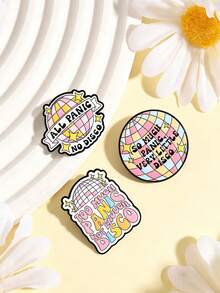 Disco Ball Enamel Pins, Funny Slogan Brooch Set, Retro Colorful Text Badges For Jackets Backpacks Decor Accessories - Multicolor - View 6