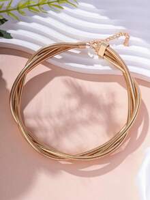 1pc Fashion Punk Exaggerated Metal Multilayer Twisted Rope Choker Necklace (Minor Defects Such As Scratches Are Normal And Unavoidable) - Multicolor - View 6
