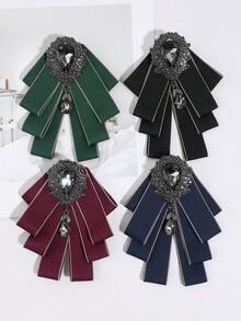 1PC Men's Shiny Faux Gemstone Decorated Bowknot Brooch, Suitable For Stage Performance, Hosting, Banquet, Party Matching - Multicolor - View 1