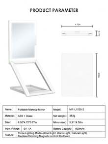 Multifunctional Adjustable Light Portable Makeup Mirror - White - View 6