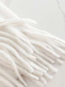 1pc Thick Solid Color Fluffy Tassel Scarf, Warm Autumn/Winter Fashion Unisex Shawl, Soft & Comfortable Blanket Scarf Suitable For Daily Wear For Dress - White - View 4