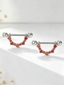 2pcs Fashion Minimalist U-Shaped C-Shaped Half-Circle Nipple Rings Piercing Studs For Women, Suitable For Intimate Pleasure, Valentine's Day Romantic Gift, Bar Party, Summer Outfit And More Occasions - C-shape - View 3