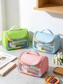 Portable Handheld Mother & Baby Travel Storage Bag, PVC Transparent Visible Toiletry Bag, Baby Bath & Care Products Organizer Bag, Suitable For Home And Outdoor Use - Multicolor - View 3