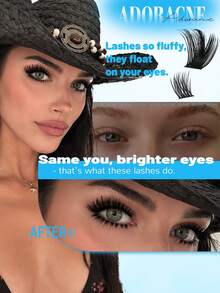 ADORANCE 2 Cat Eye Styles Lash Clusters With Bottom Lashes, Natural & Volume Cat Eye Individual Lashes, Fine Premapped Eyelash Clusters, Easy-To-Apply DIY Lash Extensions For Custom Eye Looks - D - View 4