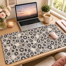 Grey Beige Abstract Leopard Print Extended Mouse Pad, Large Desk Mat, Suitable For Vanity, Home Office And Computer Setup, Neutral Minimalist Modern Animal Print Decor - View 2
