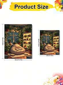 DIY Cozy Reading Nook With Plants (Frameless Or Framed 8x12 / 16x20 Inches) Paint By Numbers Kit(Acrylic) Arts & Crafts For Adult Beginners, Home Wall Decor, And Holiday Gifts For Book Lovers Relaxation - Sets - View 2