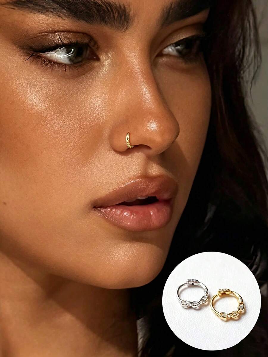 1pc S925 Sterling Silver Minimalist Geometric Circular Nose Ring, Creative Delicate Design, Exclusive Style For Women, Essential For Parties, Ideal Gift For Girlfriend, Mom And Sister - Single - View 1