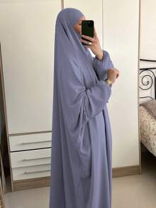 1pc Hijab Khimar Loose Long Robe Design High Privacy Premium Quality Muslim Women Prayer Headscarf Islamic Clothing - Multicolor - View 11