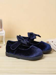 British Style Autumn/Winter Bow Knot Soft Sole Girls' Student Shoes - Royal Blue - View 4