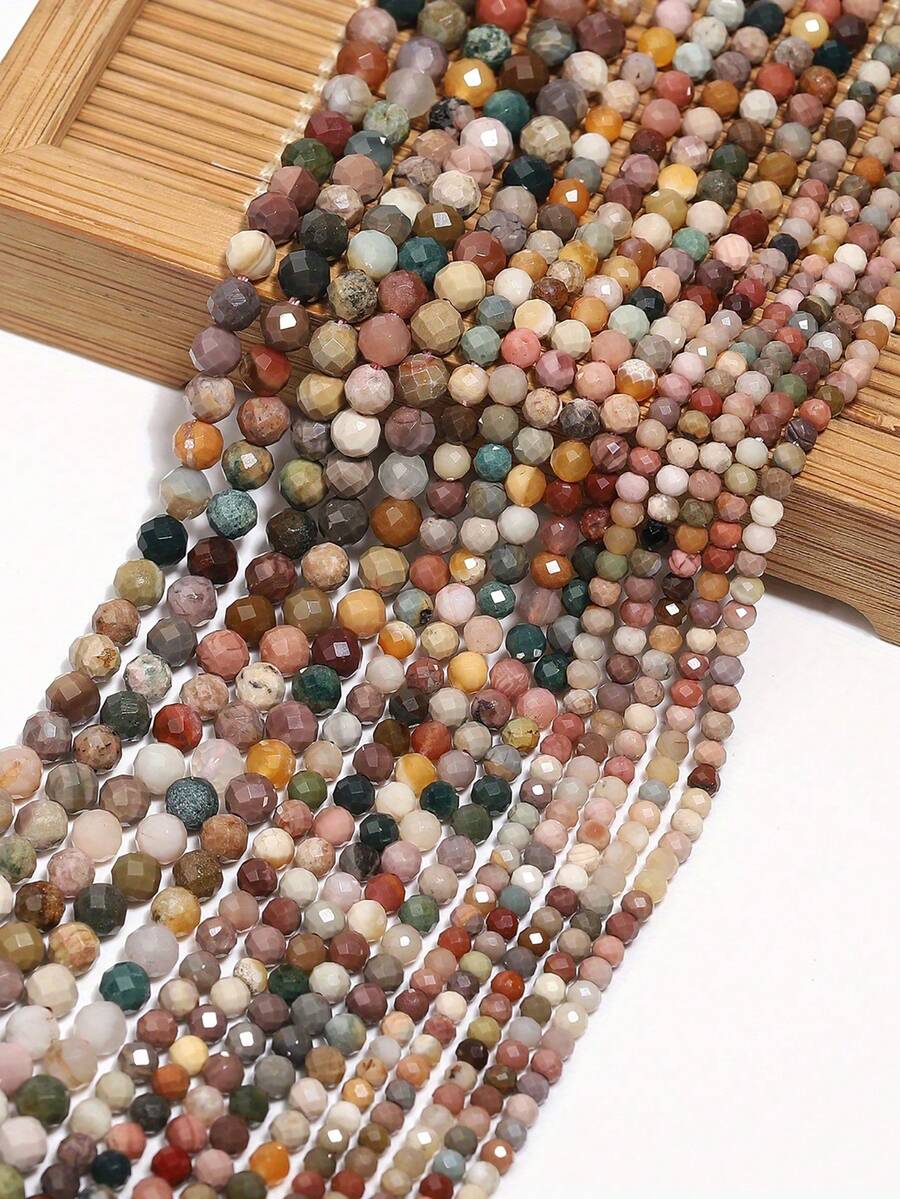 1 Strand 2/3/4mm Natural Alashan Agate Faceted Stone Beads Tiny Small Spacer Beads For Jewelry Making DIY Bracelet Accessories - Multicolor - View 1