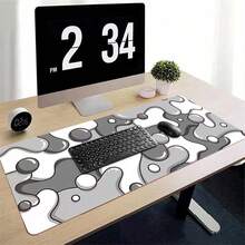 Black White Grey Mouse Pad XL Geometric Desk Mat With Non-Slip Rubber Base Stitched Edge For Desk Gaming Desktop Mat, Have 5 Sizes To Choose From - View 6