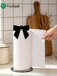 Vyslejah Decorative Paper Towel Holder With Fabric Bow Countertop Kitchen Paper Towel Stand Holder For Kitchen Organization And Storage, Paper Towel Holders For Standard And Large Size Rolls, Apartment Essentials, Kitchen Necessities - View 2