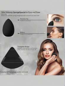 14pcs Makeup Sponge Set With Storage Jar, Soft Texture, Suitable For Liquid Foundation, Includes Finger Puff, Dual-Use Dry And Wet Foundation Makeup Puff - Multicolor - View 2