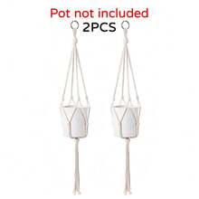 2pcs/4pcs Bohemian Style Handmade Woven Cotton Rope Plant Hanging Basket, Hanging Flower Pot Basket Net Rack, Heavy Duty Indoor Outdoor Home Bedroom Living Room Garden Balcony Patio Storage Decorative Hanging Net - Macrame Hanging Chair - View 6