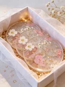 1pc 2D Flat Acrylic Coaster, Printed Decorative Beverage Coaster, Waterproof Outdoor Table Mat, Heat-Resistant Desktop Protector, Ideal Gift For Wedding, Birthday, Mother's Day, Home Dining Table Decor Accessory - Multicolor - View 8