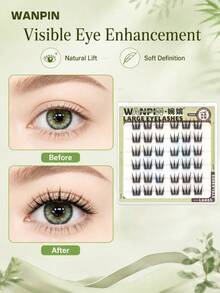 WANPIN WAN PIN Fireworks Glue-Free Lightweight Cluster False Eyelashes, 9-13mm B Curl Fine Velvet Style, 6 Rows Mixed Length, Lightweight Natural Lift, Fluffy Layered Design, Soft Comfortable, Easy To Apply, Suitable For Daily Eye Makeup - B - View 4