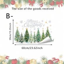 1/3件裝可重複使用「Merry Christmas」雪花聖誕樹窗貼，雙面PVC靜電吸附玻璃貼紙，適合居家、咖啡廳與商店窗戶節慶裝飾 - 彩色 - 查看 12