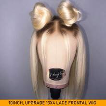 Wear & Go Peluca de Cabello Humano Bob Corto con Banda Elástica sin Pegamento #4/613 Rubio para Mujeres, Peluca Frontal de Encaje 13x4 Pre-Depilada con Encaje Fino de Fusión, Peluca Corta Recta para Mujeres, Longitud Real 10 pulgadas 12 pulgadas 14 pulgadas, Densidad 180 - S4/613 - Ver 11