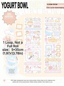 35cm/Loop Cute Creamy Fairy Tale Animal PET Die Cut Sticker DIY Goo Card Journal Scrapbooking Photo Card Phone Case Collage Supply - Black - View 15