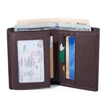 CAIBAOLAI 1pc Vintage Style Genuine Leather Men's Vertical Wallet, Slim Short Design, Can Hold ID Card And Multiple Credit Cards, Durable Classic Design, Portable And Easy To Carry - Brown - View 7