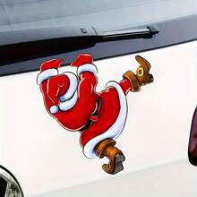 1pc Hanging Santa Claus Decorative Sticker/Christmas Funny Decorative Sticker/Suitable For Car Windows, Laptop, Toilet Lid, Window Funny Car Sticker - Hanging Santa Claus - View 6