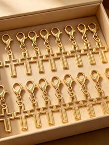 18pcs Minimalist Hollow Cross Pendant Keychain, Fashion Bag Charm Accessory, Easter Gift, St. Patrick's Day, Small Gift For Colleagues And Friends, Birthday Exquisite Gift, Holiday Decoration Essential Hanging Ornament - Multicolor - View 1