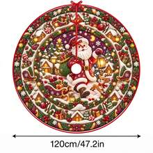 1pc Santa Claus Snowy Night Pattern Christmas Tree Skirt, Elegant Color Holiday Decoration, 5 Sizes, Unisex Holiday Gift, Suitable For Home And Party Christmas Decor - Santa's Snowy Night - View 15