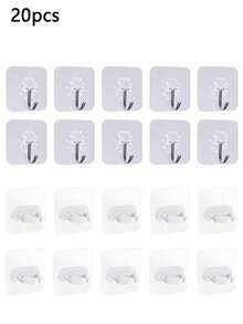 Strong Load-Bearing Transparent Clover Adhesive Hooks, Waterproof, Oil-Resistant, Non-Damaging To Walls, Multi-Purpose Hooks For Kitchen, Bathroom, Bedroom - White - View 13