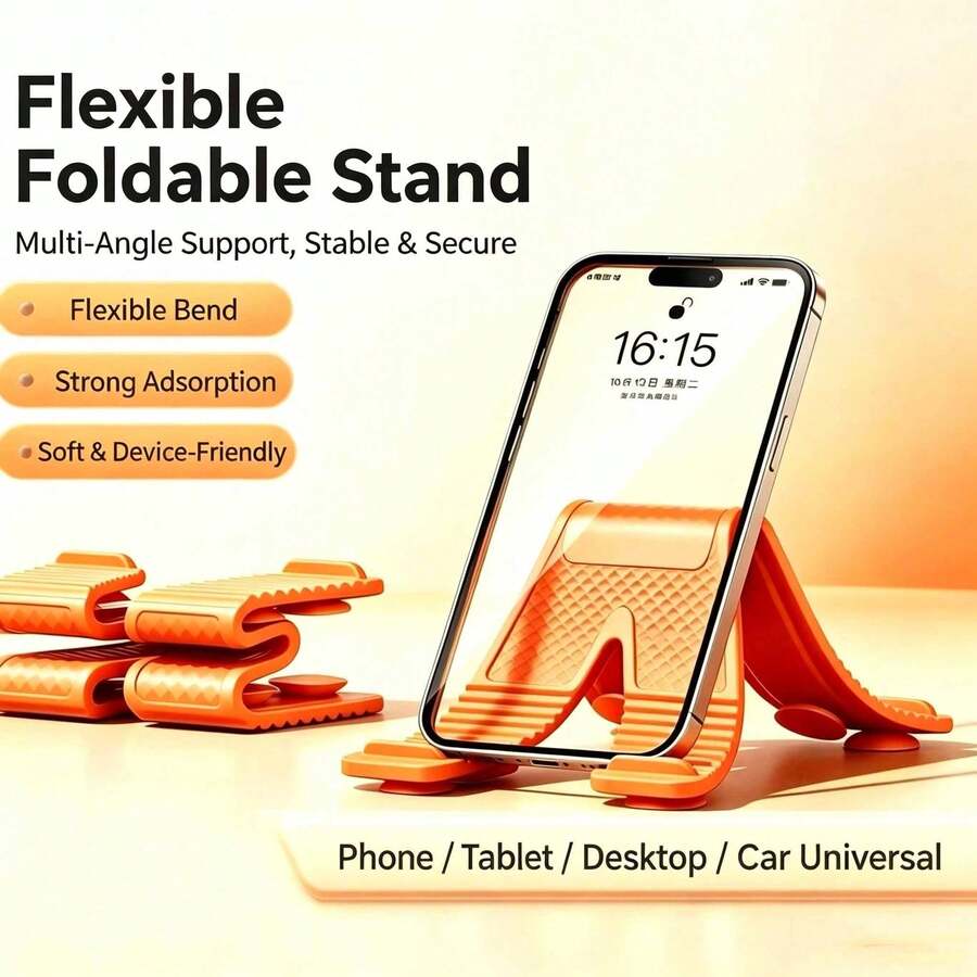 1pc Retractable Push-Pull Phone Stand, Portable And Foldable Phone Holder. Features Universal Non-Slip Back Adhesive Mount, Suitable For Smartphone Use. - New Arrival - View 1