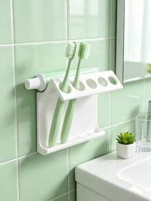 1pc Multi-Functional Kitchen And Bathroom Storage Rack Can Be Used As A Toothbrush Holder, A Multi-Functional Drainer, And A Wall-Mounted Storage Rack. Suitable For Bathrooms And Kitchens, It Is Simple, Beautiful, Stylish, And Practical. - Multicolor - View 10